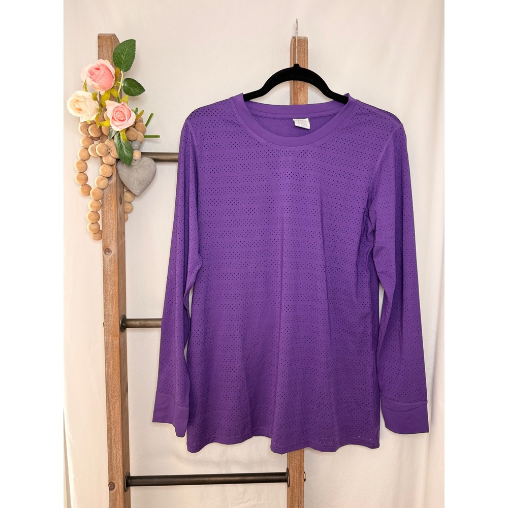 Zyia Active Purple Perforated Long Sleeve Training Top Women Large L Crew Neck - Picture 1 of 8